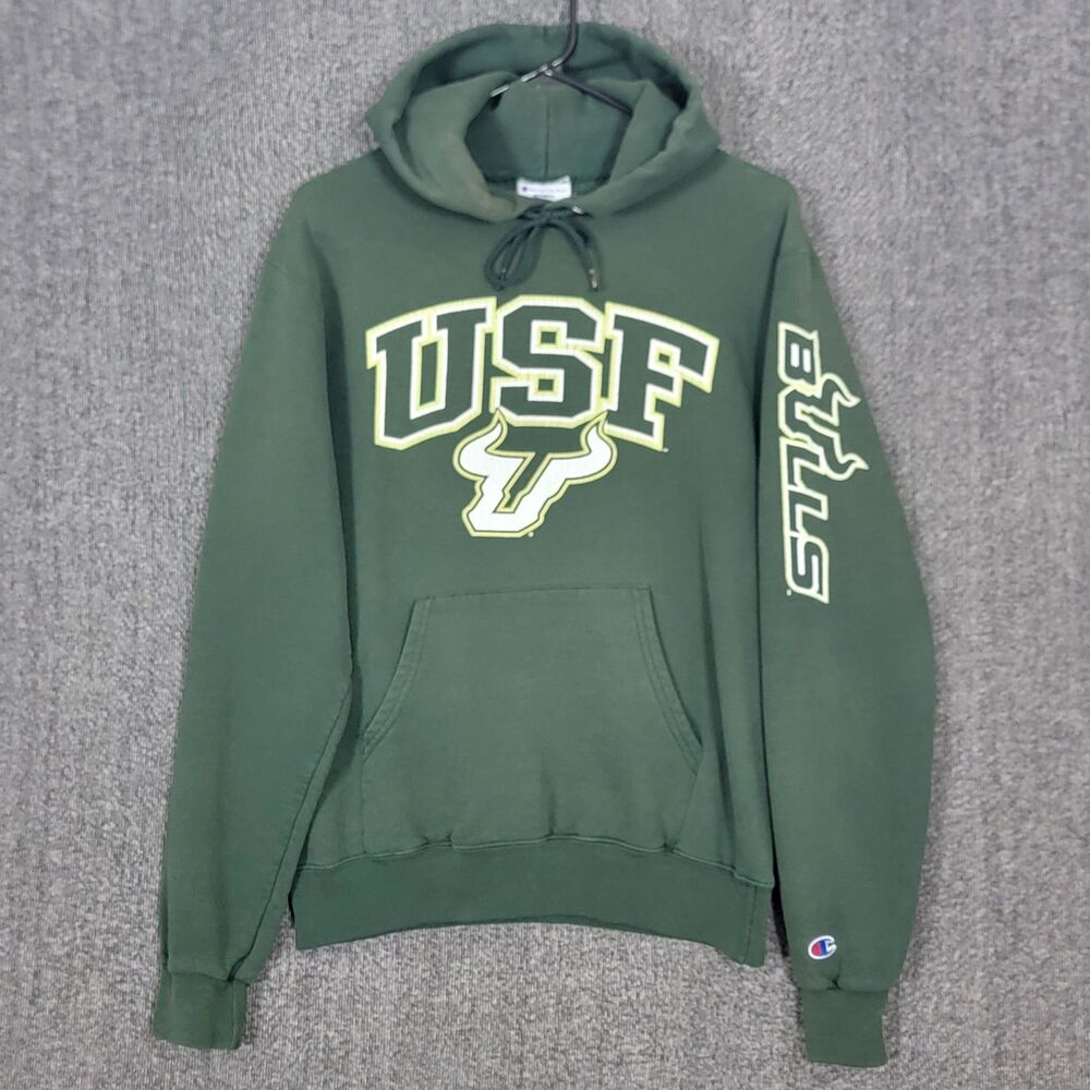 USF Bulls Hoodie Mens Small Green NCAA University of South Florida Champion Eco